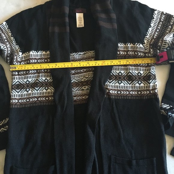 New! Mark knit long open cardigan black brown - Picture 7 of 12